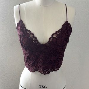 Maroon lace crop top